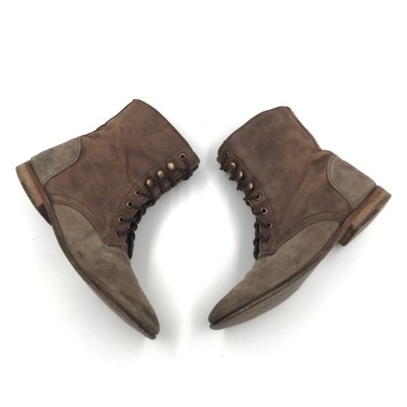Free People Truemay Brown Suede Leather Lace Up Boots Size 39 - Picture 3 of 10